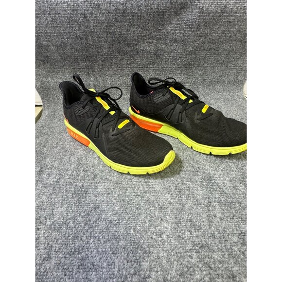 Nike Air Max Mens 11 Sequent 3 'Black Orange Volt lightweight mesh upper - Picture 10 of 16